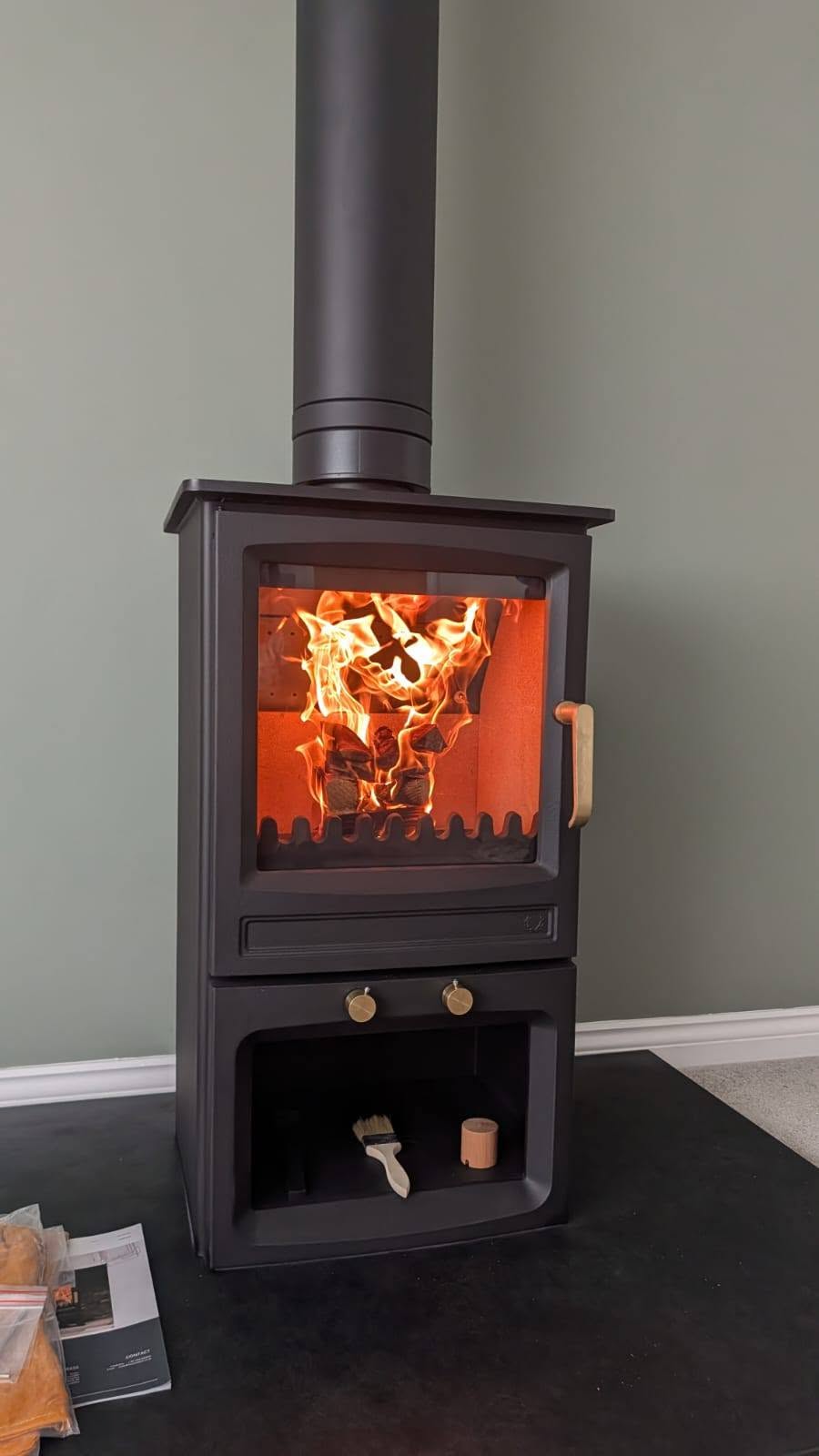 Completed log burner installation by Sykes Gas & Heating